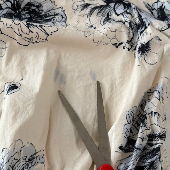 EXPRESS floral banded bottom blouse shirt top ,poplin cotton - Picture 6 of 12